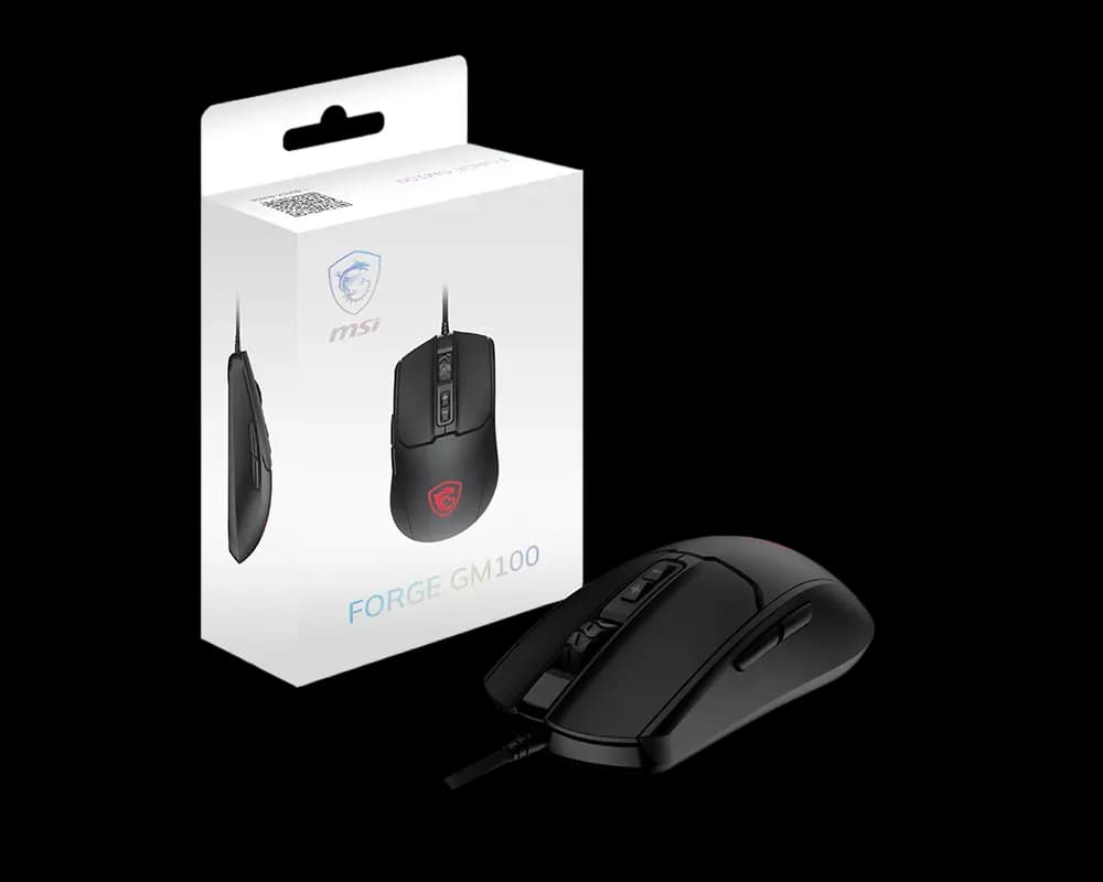 MSI Mouse Gaming FORGE GM100, 6400 DPI, USB 2.0, Negru "FORGE GM100" — miniatură