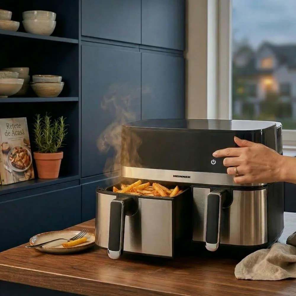 FRITEUZA DUBLA CU AER CALD HEINNER PRODUAL FUSION HAF-H9DB17BKS — miniatură