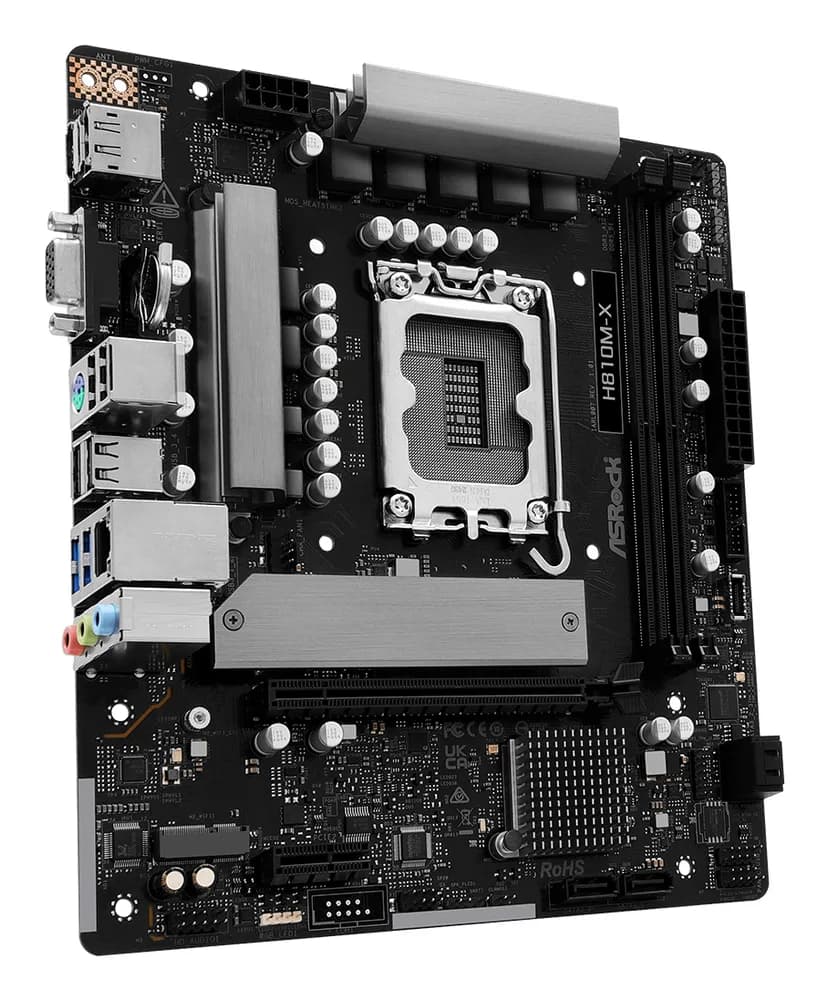 Placa de baza AsRock "H810M-X ", skt. LGA 1851, chipset Intel H810, mATX, 2 x DDR5 max. 128 GB, USB 3.2 gen1 A, Type-C, USB 2.0, 2.5 GHz Lan, 4 x SATA, 2 x M.2, PCIe 4.0, HDMI, VGA, DisplayPort, "H810M-X " — miniatură