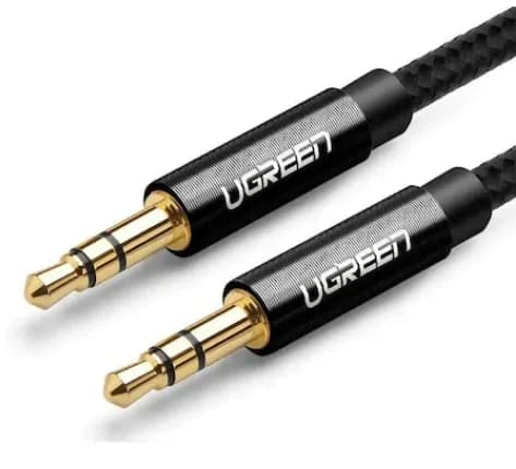 CABLU audio Ugreen, "AV112" stereo (3.5 mm jack T/T), 1m, conectori auriti, braided, negru "50361" - 6957303853618 — miniatură