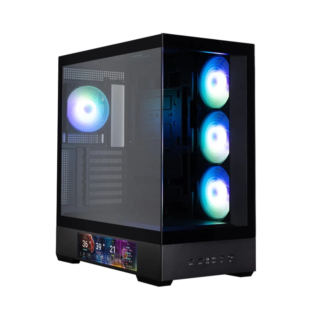 CARCASA Zalman "P40 DS", middle tower, gaming, fara sursa, suporta 10xfan, 4xfan inclus, PSU shroud, display 9.1inch, USB Type-C x 1, USB 3.1 gen1 x 2, audio+mic, negru, "P40 DS Black"