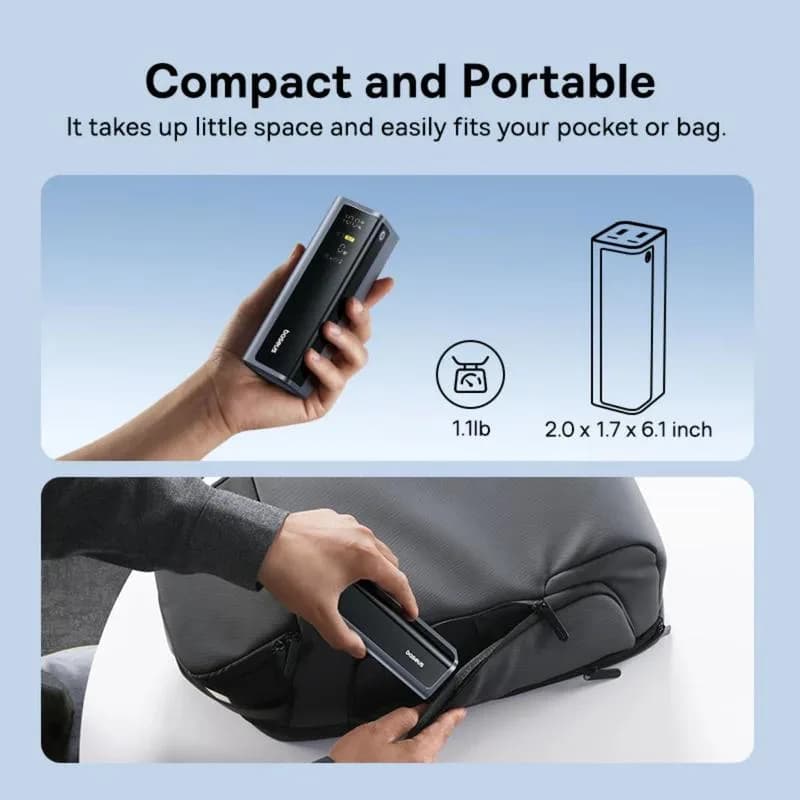 POWER BANK Baseus EnerGeek GP12, 20800mAh, 2 x USB Type-C, 2 x USB, 145W, display, include cablu USB Type-C la USB Type-C 1m, negru, "P10082109813-00" - 6932172687571 — miniatură