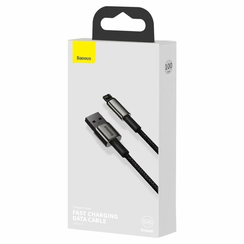 CABLU alimentare si date Baseus Tungsten Gold, Fast Charging Data Cable pt. smartphone,USB la Lightning 2.4A,braided, 1m,rezistent zgarieturi,negru "CALWJ-01"-6953156204959 — miniatură