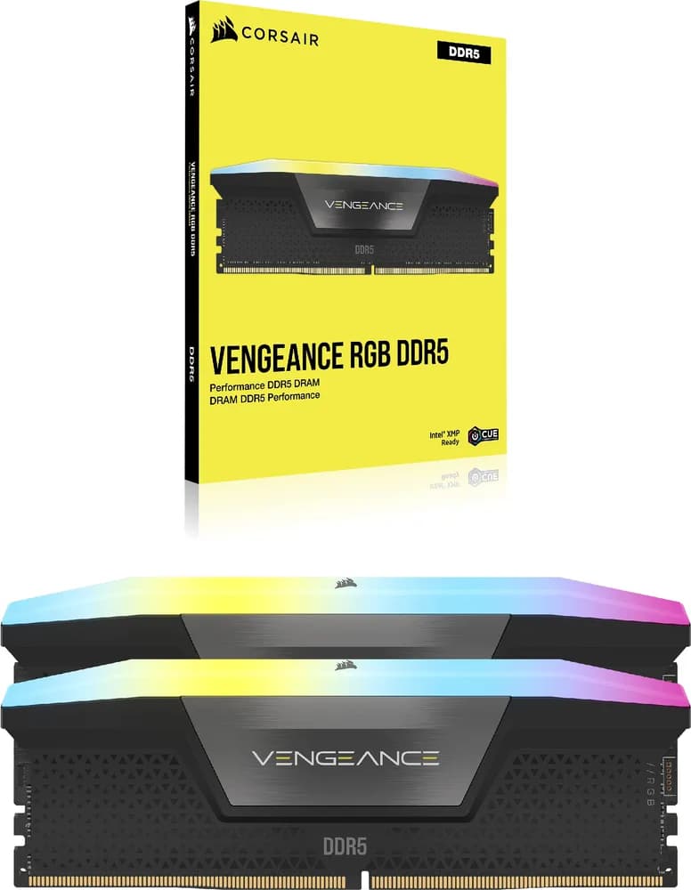 Corsair Vengeance RGB, 16GB, KIT 2 x 8GB, DDR5, 5200MHz, C40, 1.25V, Intel XMP, Negru "CMH16GX5M2B5200C40" — miniatură