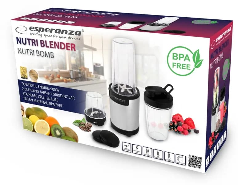 Blender Esperanza Nutri Bomb EKM030 9 in 1 900W Argintiu "EKM030" — miniatură