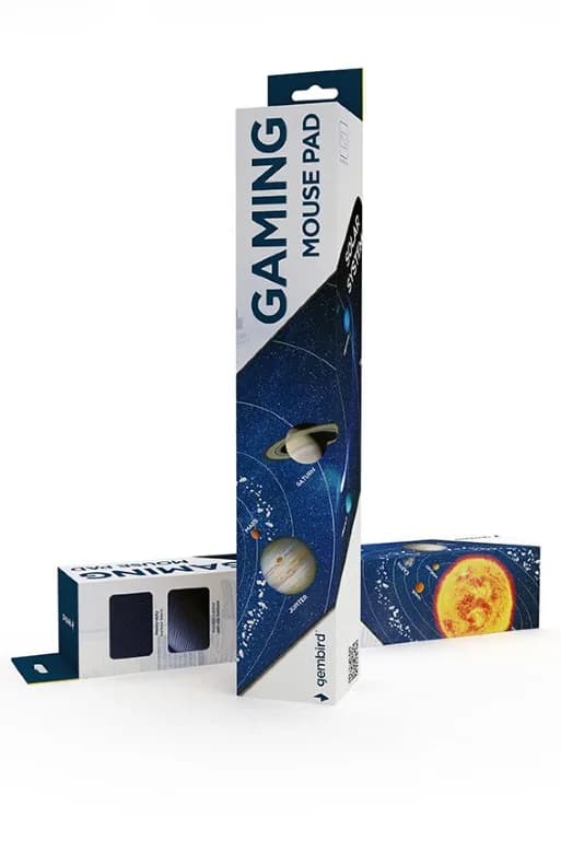 MousePAD GEMBIRD - gaming, cauciuc si material textil, 900 x 350 x 3 mm, "Cosmos", negru, "MP-SOLARSYSTEM-XL-01" — miniatură