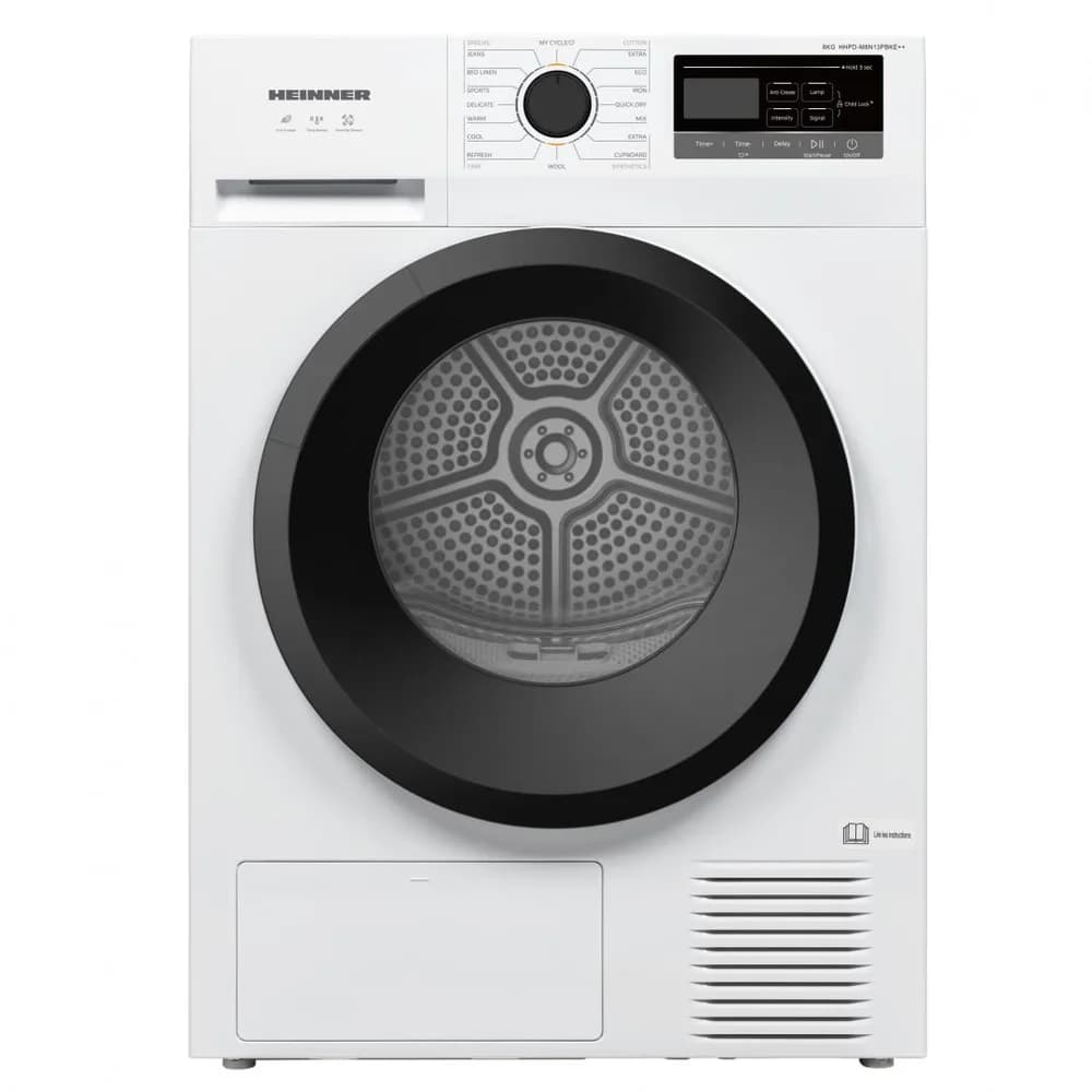 Uscator de rufe HEINNER HHPD-M8N13PBKE++, 8 kg, Clasa: E, Alb