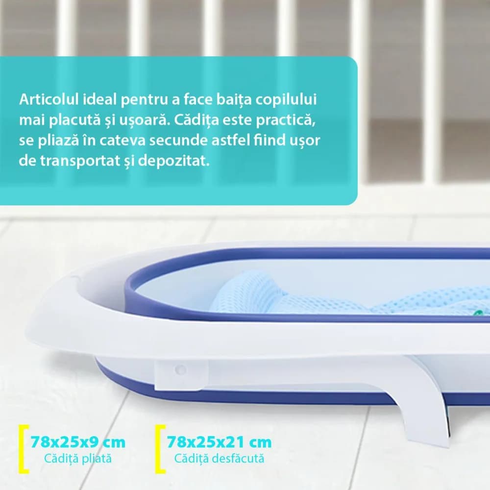 Cadita pliabila cu reductor detasabil si termometru, albastru, U-Grow — miniatură