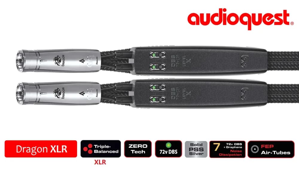 Cablu audio 2XLR - 2XLR AudioQuest DRAGON, 1m, Level 7 noise Dissipation with Graphene, Solid PSS+, DBS X