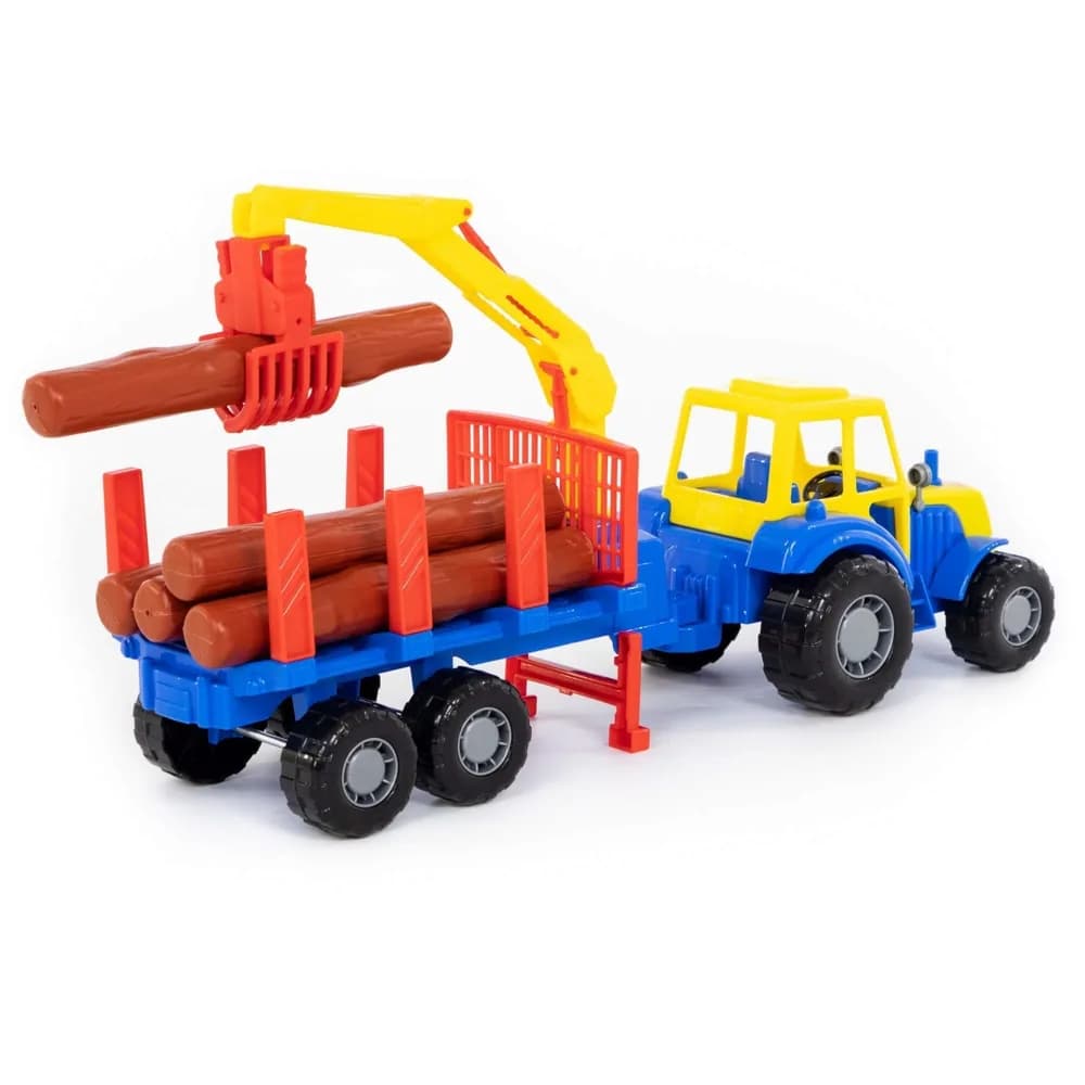 Tractor cu remorca lemne, 46,6x13,4x20 cm, Polesie — miniatură