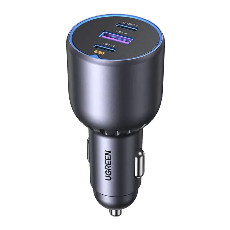 INCARCATOR auto Ugreen, "EC705" 1 x USB, 2 x USB Type-C total output 130W, pt. bricheta auto, negru "35025" — miniatură