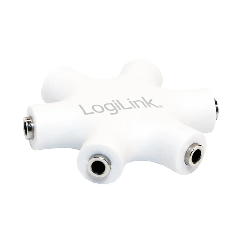 SPLITTER audio LOGILINK, 6 x 3.5" jack, stereo, plastic, cablu 20cm, conectare la 1 device audio si split semnal la 5 casti, "CA1088"