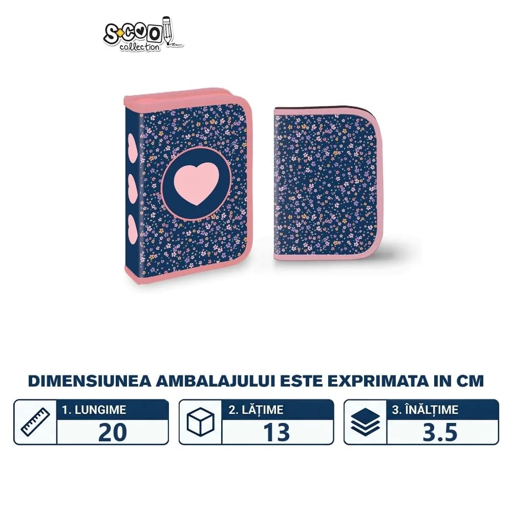 Penar echipat, 1 fermoar, 2 extensii, 32 piese, PINK HEART - S-COOL — miniatură