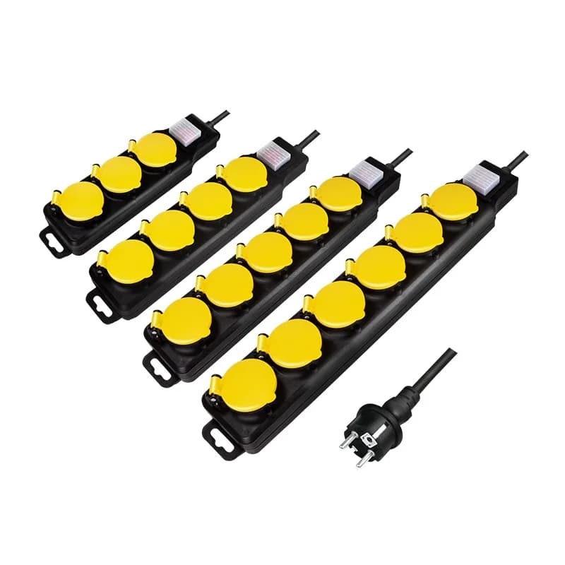 PRELUNGITOR LOGILINK, Schuko x 6, conectare prin Schuko (T), cablu 1.5 m, 16 A, protectie stropire cu apa, negru/ galben, "LPS256" — miniatură