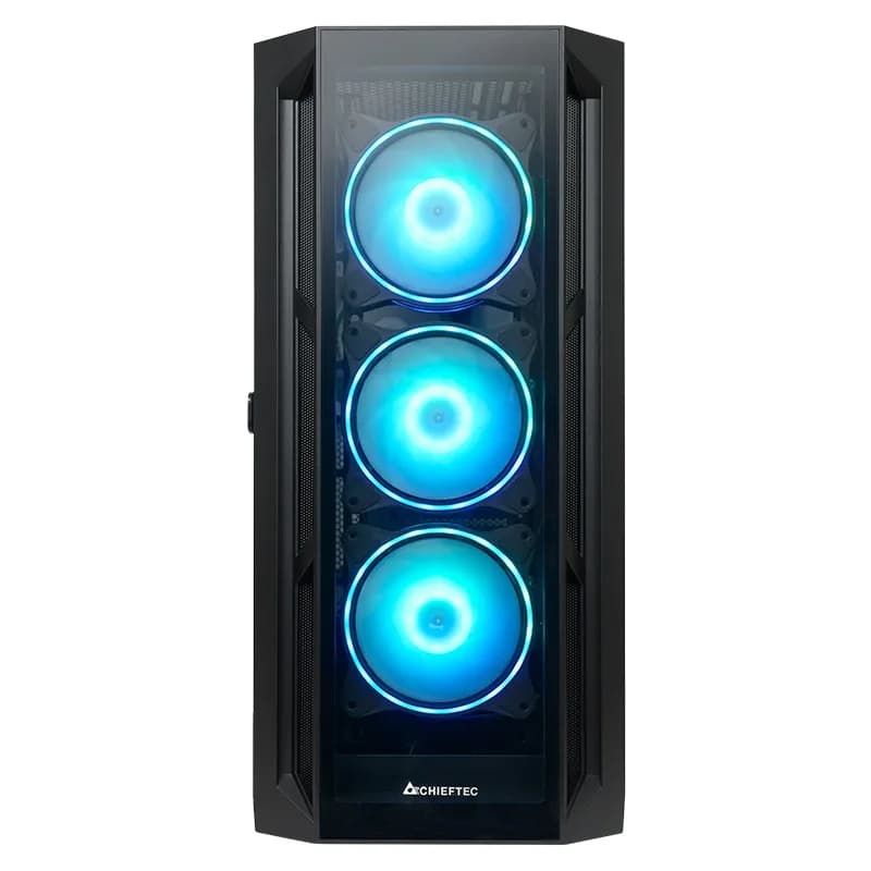CARCASA Chieftec "APEX", Tower,ATX,fara sursa,4xfan,USB 3.2gen2 Type-Cx2,USB 3.2gen1x2, USB 2.0x1,audio,mic,RGB,PSU shroud,7 sloturi expansiune, ARGB,negru "GA-01B-TG-OP" — miniatură