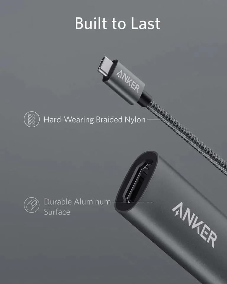 Adaptor video Anker, USB Type-C la HDMI(M), rezolutie 4K la 60Hz, PVC, negru, "A83120A2" - 194644075804 — miniatură
