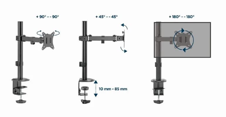SUPORT de birou Gembird, pt 1 TV/monitor plat, diag. max 17-32 inch, rotatie, inclinare, pivotare, max 9 kg, "MA-D1-03" — miniatură