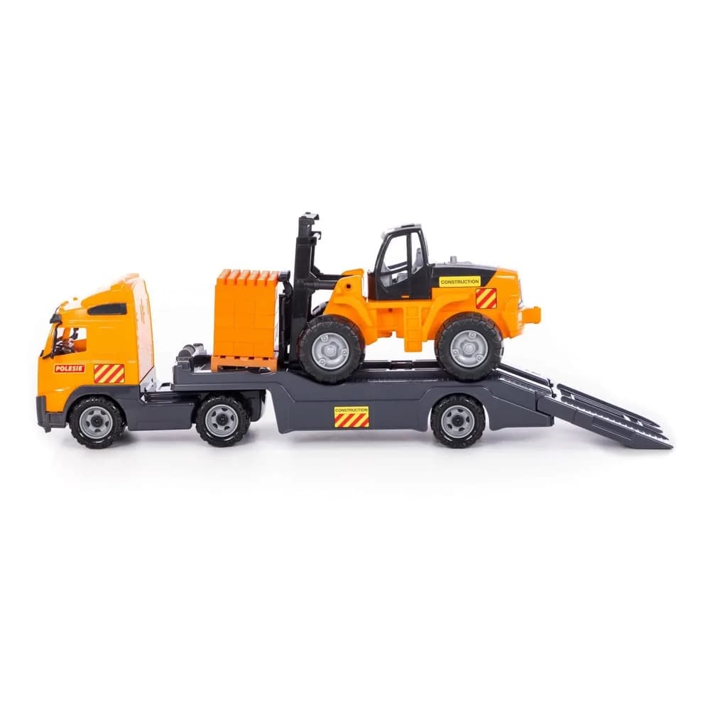 Trailer+stivuitor+palet cuburi - Volvo PowerTruck, 89x19x25 cm — miniatură