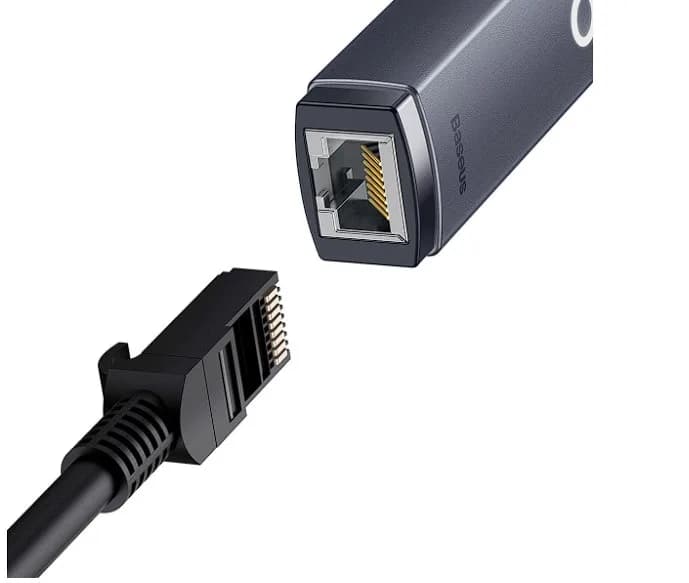 ADAPTOR RETEA Baseus Lite, USB Type-C to RJ-45 Gigabit LAN, metalic, LED, gri "WKQX000313" - 6932172606138 — miniatură