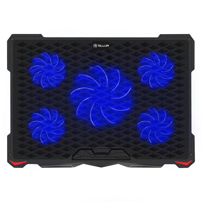 Stand/Cooler notebook Tellur Basic, pana la 17 inch, 5 ventilatoare, Negru — miniatură