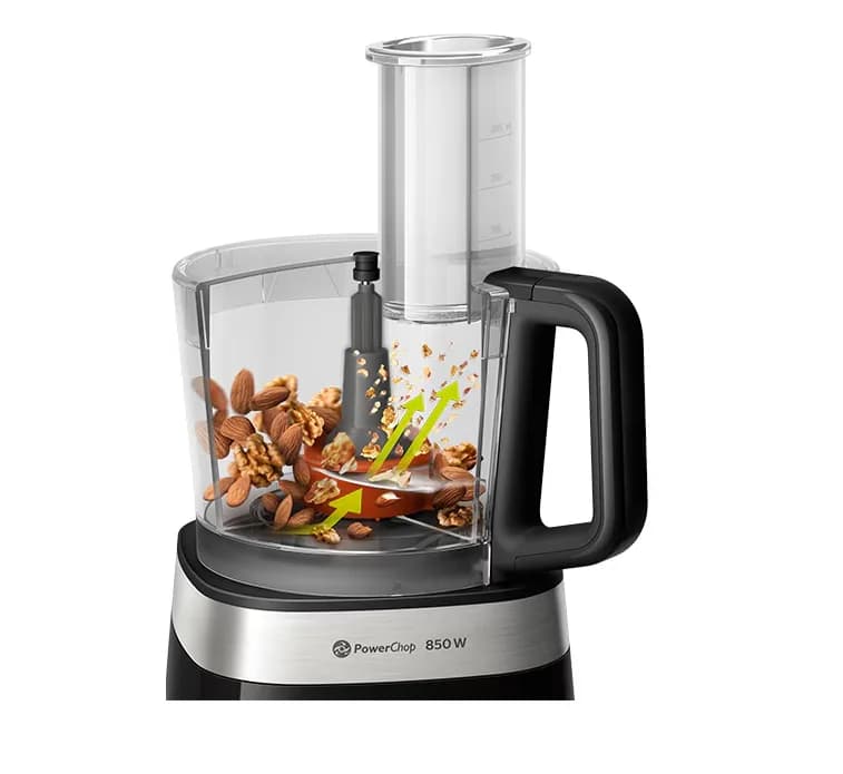 Robot de bucatarie PHILIPS Viva Collection HR7530/10, vas 2.1l, blender 1.5l, 850W, 2 trepte viteza, Negru — miniatură