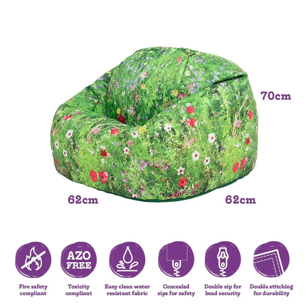 Puf cu imprimeu Pajiște de vară – 62cm x 62cm x 70cm — miniatură