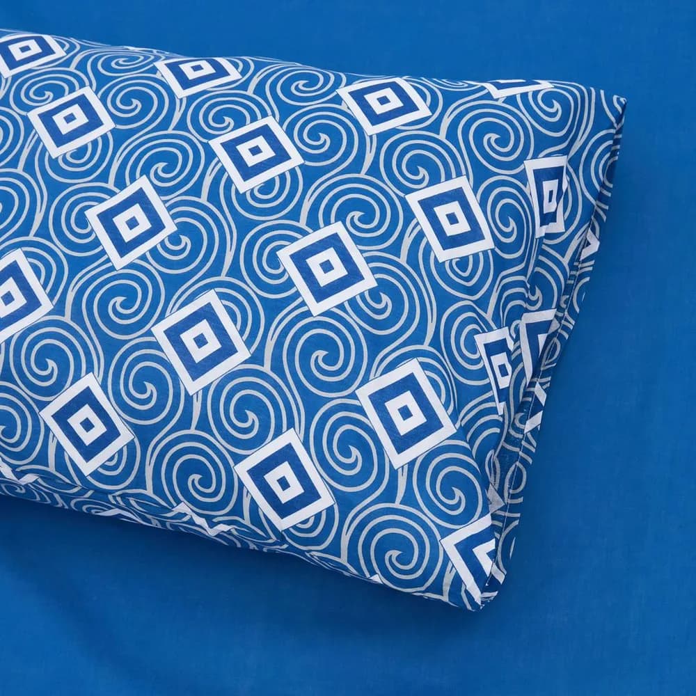 Lenjerie dubla 100% bumbac 4 piese, Blu — miniatură