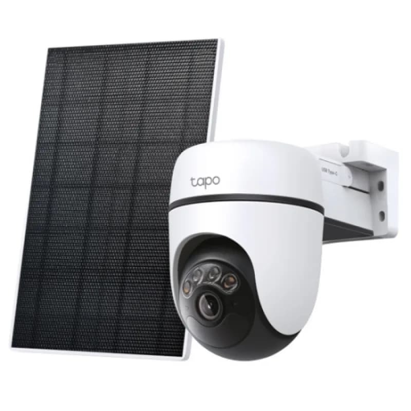 Solar-Powered Pan/Tilt Security Camera Kit SPEC:3K 5MP (2880×1620), 2.4 GHz, 6700mAh rechargeable lithium-ion battery, Solar panel (5.2V, 2.5W) FEATURE: Pan/Tilt, Non-Stop Power, Smart Detection and Notifications (motion, people, pets, cars),AI Tracking, Color Night Vision, Sound and Light Alarm