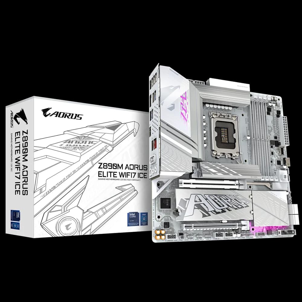 Placa de baza GIGABYTE Z890M AORUS ELITE WIFI7 ICE, LGA1851, DDR5, BT, Wi-Fi, Micro ATX, Alb "Z890M A ELITE WF7 ICE" — miniatură