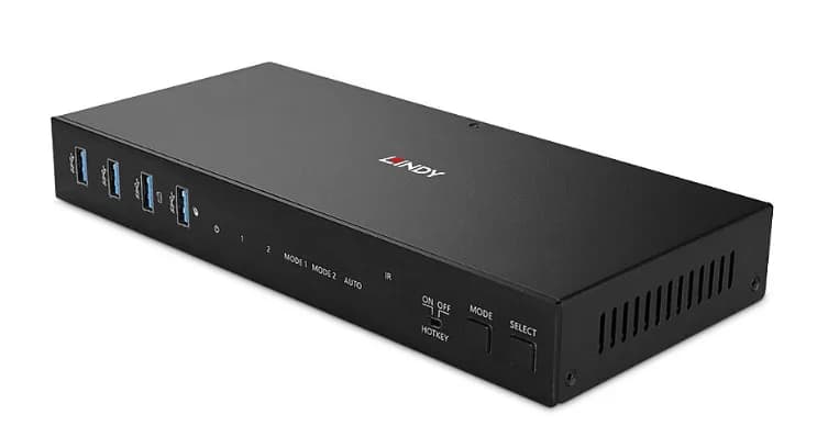 Switch KVM cu 2 porturi HDMI 4K60, USB 3.0, două capete, Lindy 39314