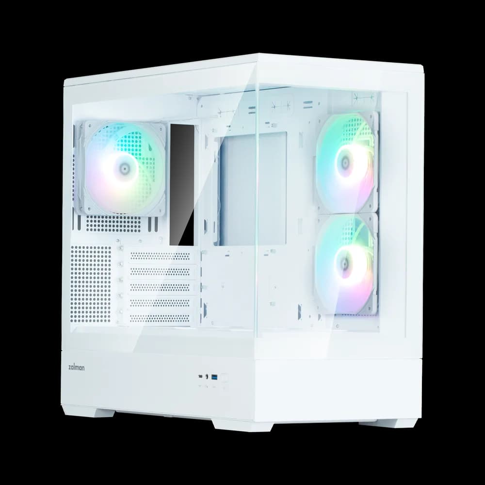 CARCASA Zalman "P30 v2", mini tower, gaming, fara sursa, suporta 9xfan, 3xfan inclus, PSU shroud, USB Type-C x 1, USB 3.1 gen1 x 1, audio+mic, 5 sloturi expansiune, alb, "P30 White V2"