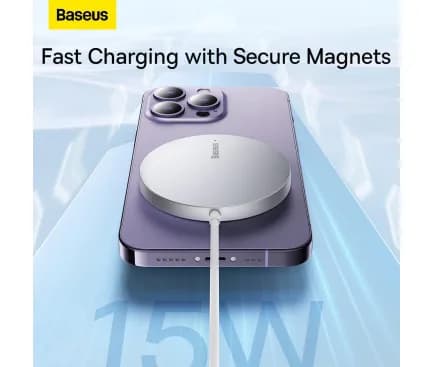 INCARCATOR wireless Baseus Simple Mini3, magnetic, 15W, cablu Type-C la USB 1.2m inclus, argintiu "CCJJ040012" (include TV 0.18lei) - 6932172618650 — miniatură