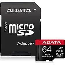 MEMORIE MICROSD ADATA Endurance, 64 GB, MicroSDHC, clasa 10, standard UHS-I U1, "AUSDX64GUI3V30SHA2-RA1"