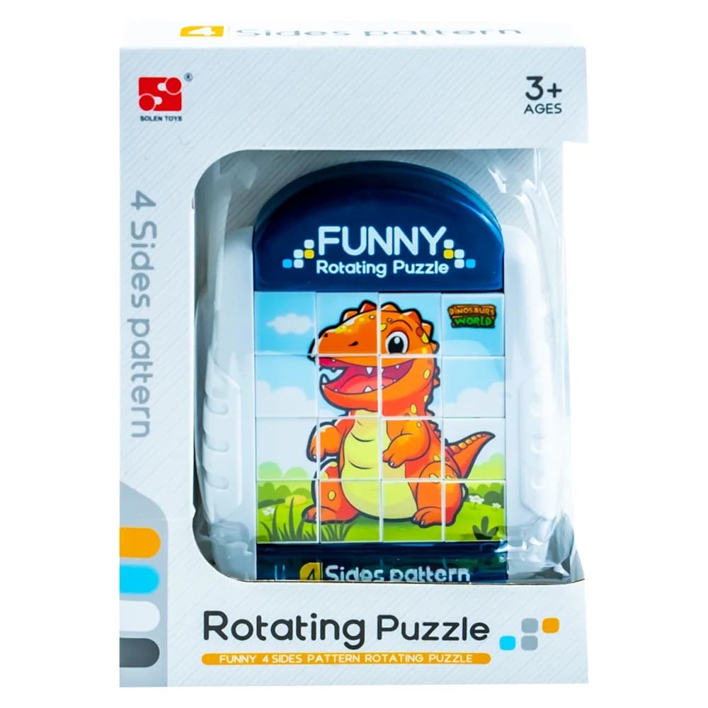 Puzzle educativ, cu 4 fete, Dinozaur — miniatură