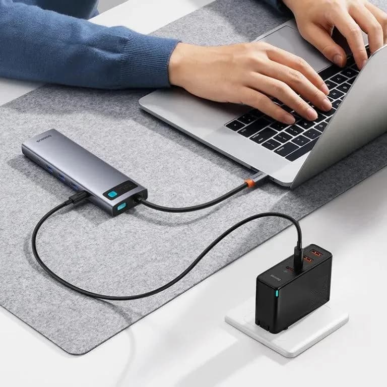 DOCKING Station Baseus Metal Gleam Series 11-in-1, conectare PC USB-C,Type-C to HDMI4K@60Hzx1+VGAx1,USB3.0x3,USB2.0x1+PDx1,RJ45x1,SD/TFx1,jack 3.5x1, gri "B00030709811-00" - 6932172636562 — miniatură