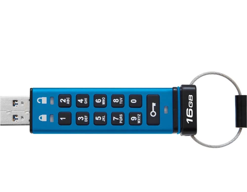 Memorie USB Kingston Keypad 200 16 GB, USB 3.2, Albastru — miniatură
