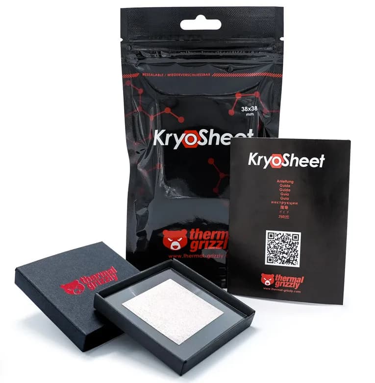 PAD Termic | KryoSheet | groime 0.2 mm | plaja termica -250 °C +150 °C | dimensiune 38x38 mm | dimensiune recomandata pentru AMD Sockel AM3(+), AM4, Intel Sockel 1700, 2066, 2011 CPU "TG-KS-38-38"