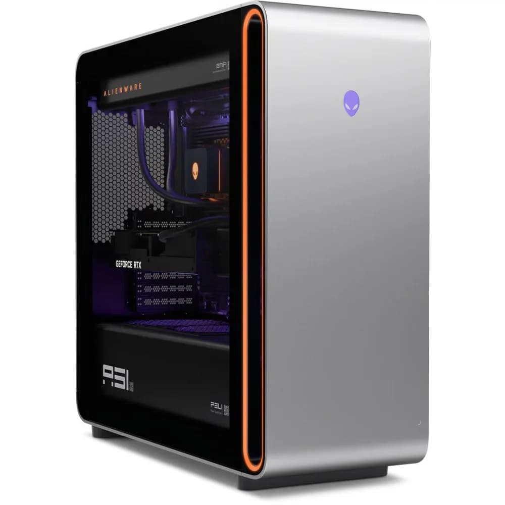 Desktop Gaming Dell Alienware Area-51 AAT2265 cu procesor AMD AMD Ryzen 9 9950X3D pana la 5.7 GHz, 64 GB DDR5, 4TB SSD, RTX 5090, Windows 11 Pro, Silver — miniatură