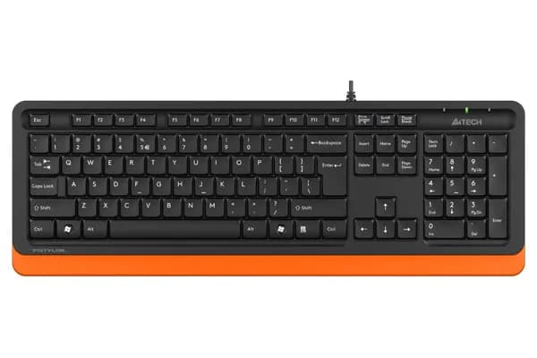 TASTATURA A4TECH, "Fstyler USB", cu fir, 104 taste format standard, USB, negru & portocaliu, "FK10 Orange"