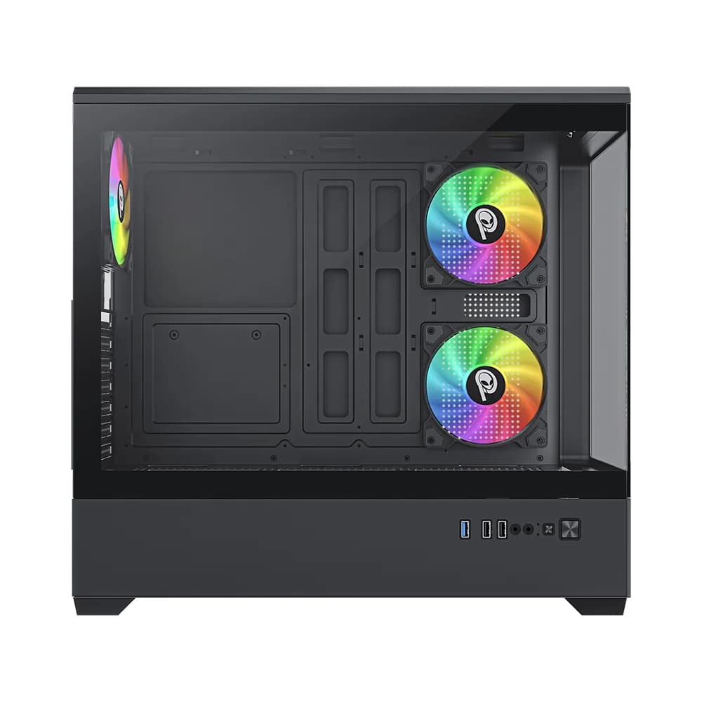 CARCASA SPACER - gaming, Middle Tower, ATX, #NAUTILUS", fara sursa, sticla securizata, 3 x ARGB fan, USB 3.0 x 1, USB 2.0 x 2, HD-Audio, Jack 3.5mm x 1, black #SPCS-GC-NAUTILUS-BK-3F" — miniatură
