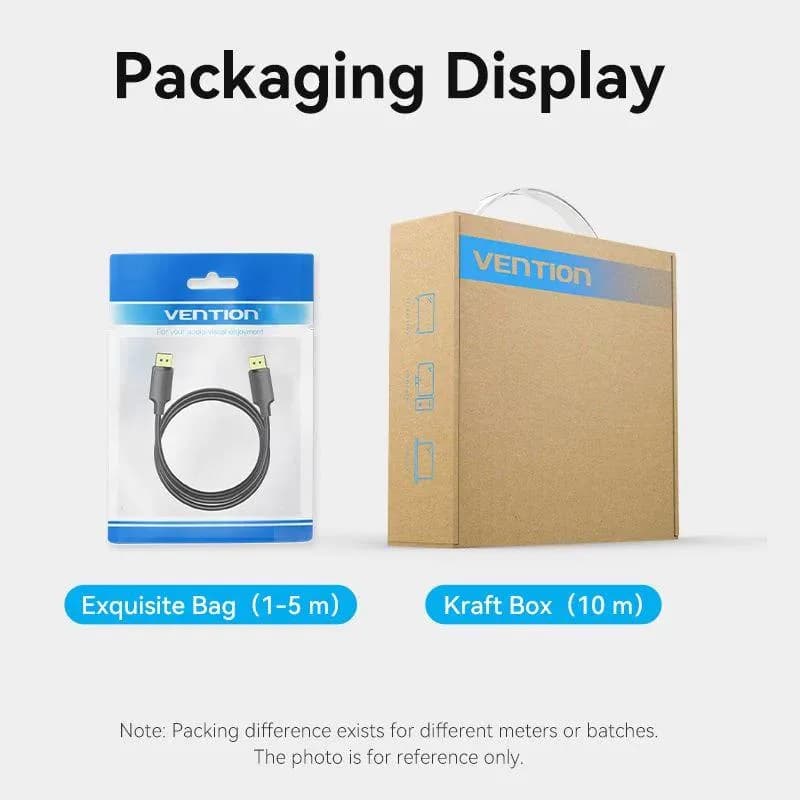 Cablu video Vention, DisplayPort(T) la DisplayPort(T), 2m, rezolutie maxima 4K la 60Hz, conectori auriti, cupru/argint, invelis PVC, negru, "HAKBH" - 6922794775787 — miniatură