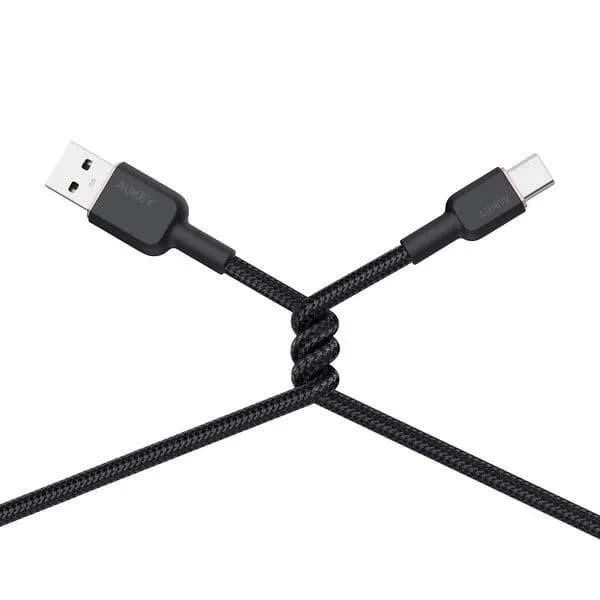 Cablu alimentare si date Aukey, USB Type-A (T) la USB Type-C (T), 1.8m, 480 Mbps, 60W, nylon, negru, "LLTSN1041439" -689323785889 — miniatură