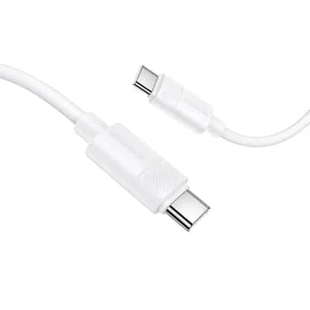 CABLU alimentare si date Borofone "BX123", Charging Data Cable pt. smartphone, USB Type-C la USB Type-C, 60W, 1m, alb "6941991124242"