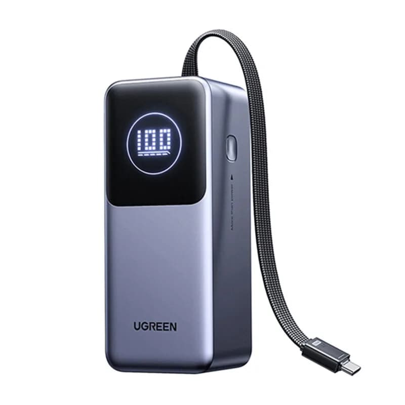POWER BANK Ugreen "PB723", 20000mAh, 130W PD3.0, 1 x USB, 1 x USB Type-C, 1 x USB Type-C integrat, display, gri, "55365B"