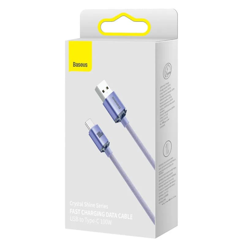 CABLU alimentare si date Baseus Crystal Shine, Fast Charging Data Cable pt. smartphone, USB la USB Type-C 100W, 1.2m, violet "CAJY000405" - 6932172602826 — miniatură