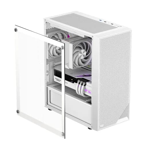 CARCASA PCCooler, middle tower, gaming, fara sursa, suporta 7xfan, PSU shroud, USB 3.1 gen x 1, USB 2.0 x 2, audio+mic, 5 sloturi expansiune, alb, "C3B310-WHP0-GL" — miniatură