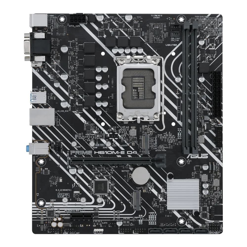 PLACA de BAZA Asus "PRIME H610M-E D4-CSM", skt LGA 1700, mATX, Intel H610, 2 x DDR4, max. 64 GB, 4 x SATA, 2 x M.2, 7.1, "PRIME H610M-E D4-CSM"