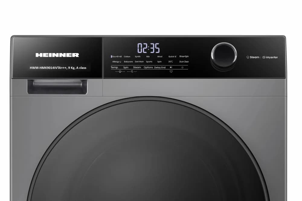 Masina de spalat rufe HEINNER HWM-HMK9014IVTA+++, 9 Kg, 1400 rpm, Clasa: A, Gri Titanium — miniatură