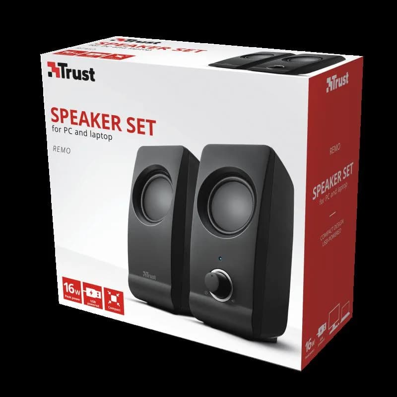 Boxe Stereo Trust Remo 2.0 Speaker Set, 8W, negru — miniatură