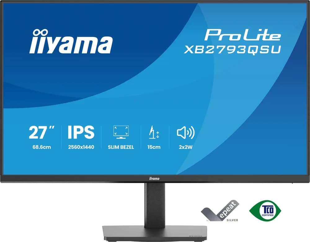IIYAMA Monitor LED XB2793QSU-B1 27" 2560 x 1440 75Hz IPS 350cd 1ms HDMI DP USB HUB height, swivel, tilt, pivot Pro "XB2793QSU-B1" — miniatură
